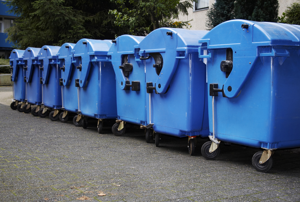 Row of blue bins