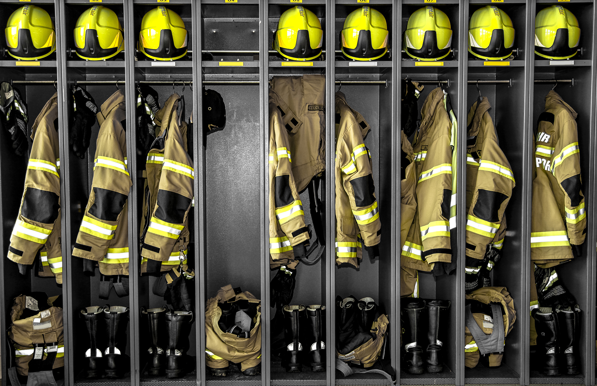 Lockers of a group of firefighters