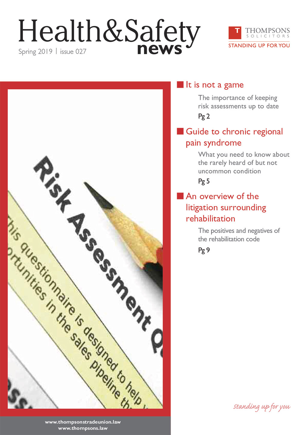 The cover of the latest issue of Health and Safety News